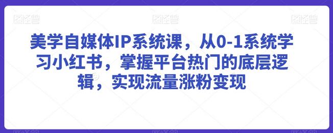 美学自媒体IP系统课，从0-1系统学习小红书，掌握平台热门的底层逻辑，实现流量涨粉变现-虫2小屋