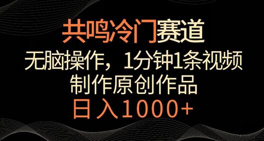 共鸣冷门赛道，无脑操作，一分钟一条视频，日入1000+-虫2小屋