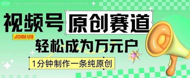 2024视频号最新原创赛道，1分钟一条原创作品，日入4位数轻轻松松-虫2小屋