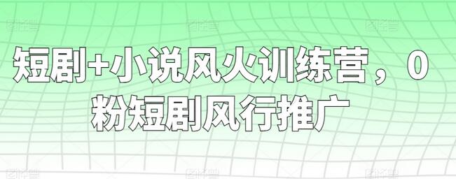 短剧+小说风火训练营，0粉短剧风行推广-虫2小屋