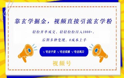 靠玄学掘金，视频直接引流玄学粉， 轻松开单成交，后期多种变现，0成本上手-虫2小屋