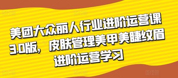 美团大众丽人行业进阶运营课3.0版，皮肤管理美甲美睫纹眉进阶运营学习-虫2小屋