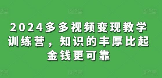 2024多多视频变现教学训练营，知识的丰厚比起金钱更可靠-虫2小屋