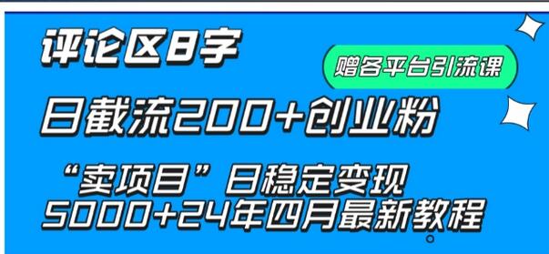 抖音评论区8字日截流200+创业粉 “卖项目”日稳定变现5000+-虫2小屋
