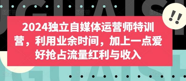 2024独立自媒体运营师特训营，利用业余时间，加上一点爱好抢占流量红利与收入-虫2小屋