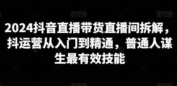 2024抖音直播带货直播间拆解，抖运营从入门到精通，普通人谋生最有效技能-虫2小屋