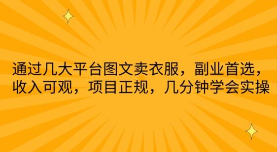 通过几大平台图文卖衣服，副业首选，收入可观，项目正规，几分钟学会实操-虫2小屋