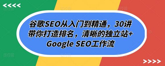 谷歌SEO从入门到精通，30讲带你打造排名，清晰的独立站+Google SEO工作流-虫2小屋