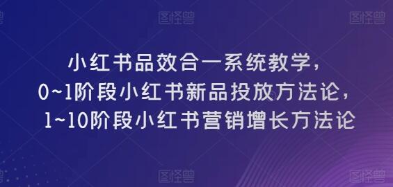 小红书品效合一系统教学，​0~1阶段小红书新品投放方法论，​1~10阶段小红书营销增长方法论-虫2小屋