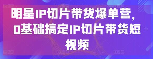 明星IP切片带货爆单营，0基础搞定IP切片带货短视频-虫2小屋