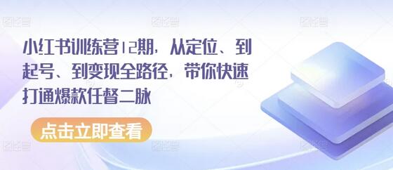小红书训练营12期，从定位、到起号、到变现全路径，带你快速打通爆款任督二脉-虫2小屋