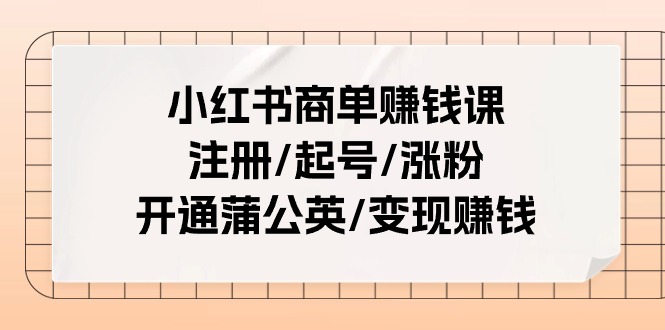 小红书商单赚钱课：注册/起号/涨粉/开通蒲公英/变现赚钱（25节课）-虫2小屋