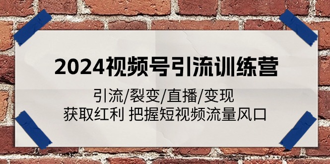 2024视频号引流训练营：引流/裂变/直播/变现 获取红利 把握短视频流量风口-虫2小屋