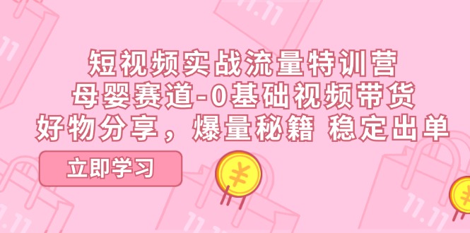 短视频实战流量特训营，母婴赛道-0基础带货，好物分享，爆量秘籍 稳定出单-虫2小屋