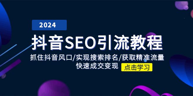 抖音SEO引流教程：抓住抖音风口/实现搜索排名/获取精准流量/快速成交变现-虫2小屋