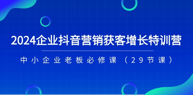 2024企业抖音营销获客增长特训营，中小企业老板必修课（29节课）-虫2小屋