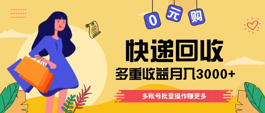 快递回收多重收益玩法，多账号批量操作，新手小白也能搬砖月入3000+！-虫2小屋