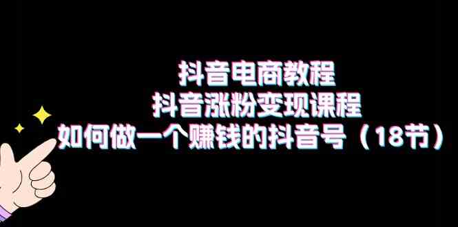抖音电商教程：抖音涨粉变现课程：如何做一个赚钱的抖音号（18节）-虫2小屋