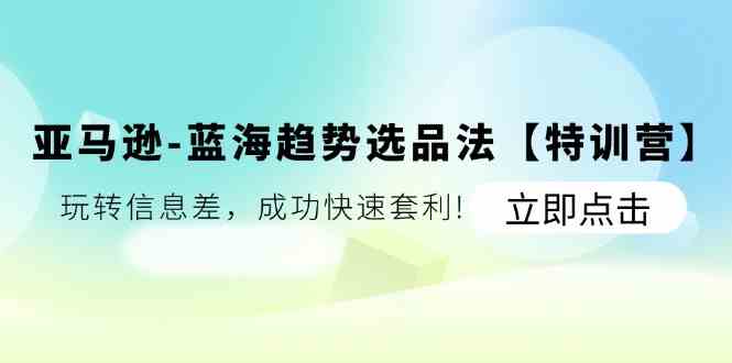 亚马逊蓝海趋势选品法【特训营】：玩转信息差，成功快速套利-虫2小屋