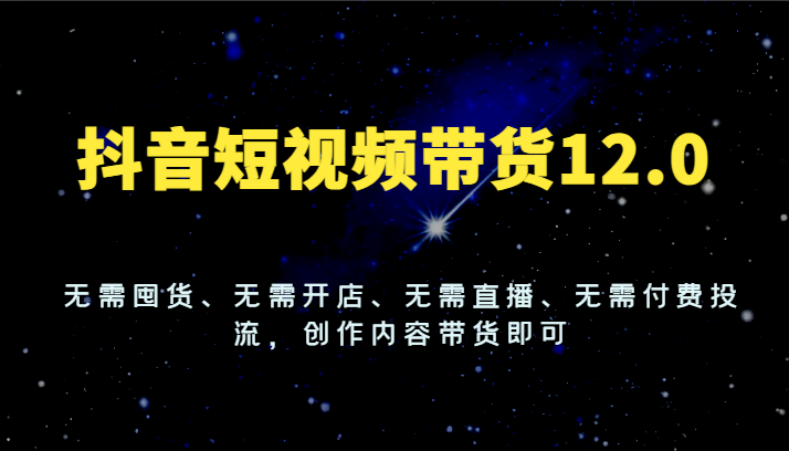 抖音短视频带货12.0，无需囤货、无需开店、无需直播、无需付费投流，创作内容带货即可-虫2小屋