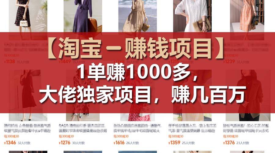 【淘宝赚钱项目】1单可赚1000多，大佬独家项目，年赚几百万-虫2小屋
