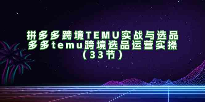 拼多多跨境TEMU实战与选品，多多temu跨境选品运营实操（33节）-虫2小屋