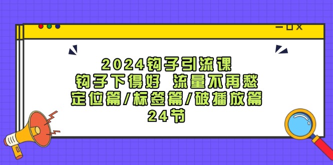 2024钩子引流课：钩子下得好流量不再愁，定位篇/标签篇/破播放篇/24节-虫2小屋