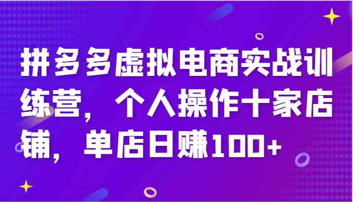 拼多多虚拟电商实战训练营，个人操作十家店铺，单店日赚100+-虫2小屋