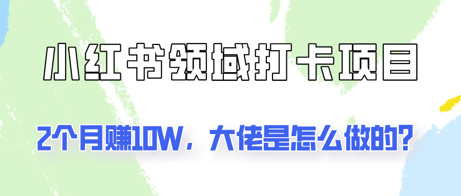 通过小红书领域打卡项目2个月赚10W，大佬是怎么做的？-虫2小屋