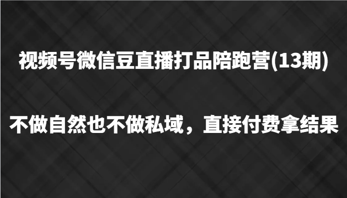 视频号微信豆直播打品陪跑(13期)，不做不自然流不做私域，直接付费拿结果-虫2小屋