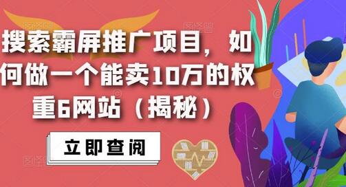 搜索霸屏推广项目，如何做一个能卖10万的权重6网站（揭秘）-虫2小屋