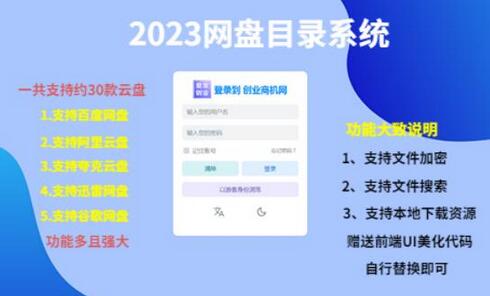 （项目课程）2023网盘目录运营系统，一键安装教学，一共支持约30款云盘-虫2小屋