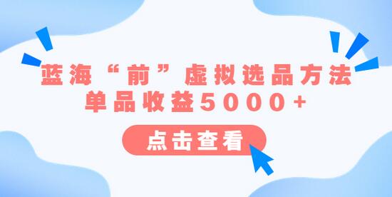 某公众号付费文章《蓝海“前”虚拟选品方法：单品收益5000+》-虫2小屋