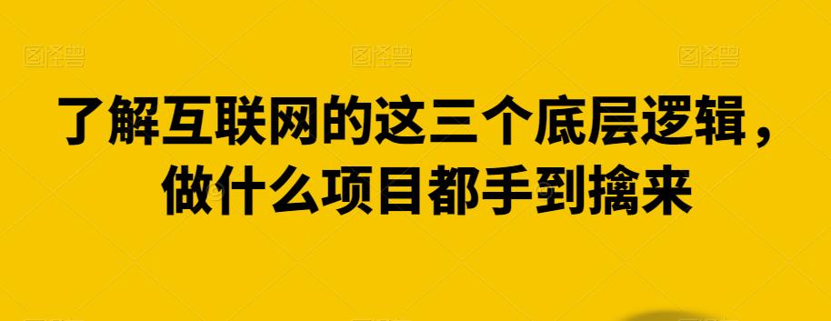 了解互联网的这三个底层逻辑，做什么项目都手到擒来-虫2小屋