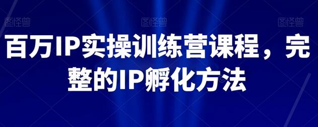 【无水印】百万IP实操训练营课程，完整的IP孵化方法-虫2小屋