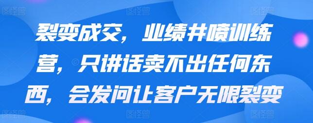 裂变成交，业绩井喷训练营，只讲话卖不出任何东西，会发问让客户无限裂变-虫2小屋