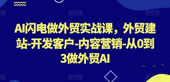 AI闪电做外贸实战课，​外贸建站-开发客户-内容营销-从0到3做外贸AI-虫2小屋