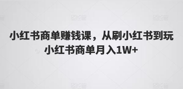 小红书商单赚钱课，从刷小红书到玩小红书商单月入1W+-虫2小屋