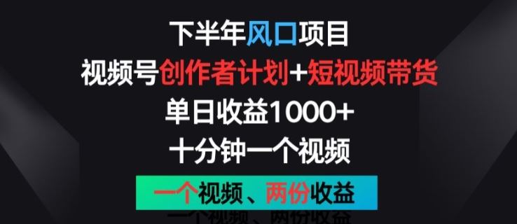 下半年风口项目，视频号创作者计划+视频带货，一个视频两份收益，十分钟一个视频【揭秘】-虫2小屋