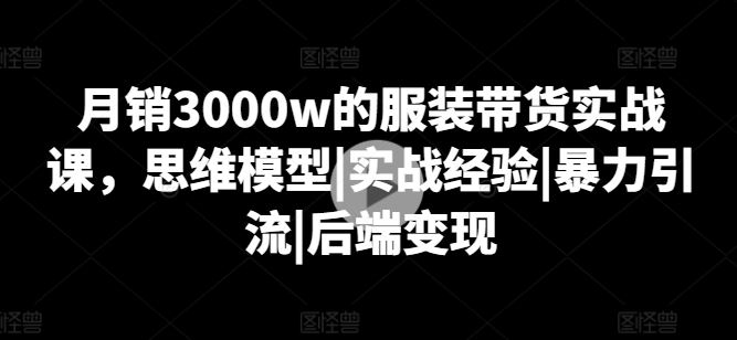 月销3000w的服装带货实战课，思维模型|实战经验|暴力引流|后端变现-虫2小屋