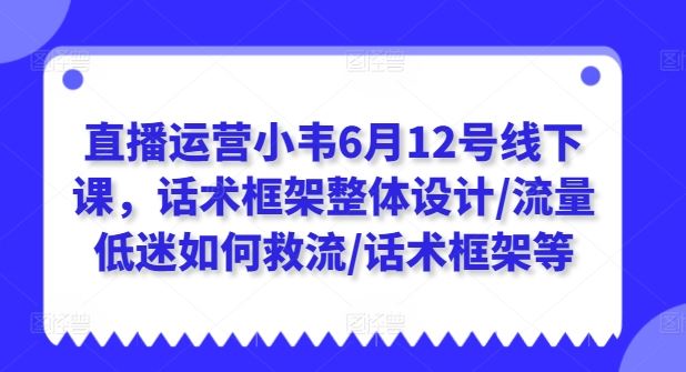 直播运营小韦6月12号线下课，话术框架整体设计/流量低迷如何救流/话术框架等-虫2小屋