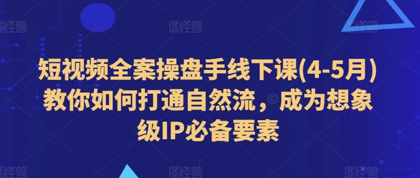短视频全案操盘手线下课(4-5月)教你如何打通自然流，成为想象级IP必备要素-虫2小屋
