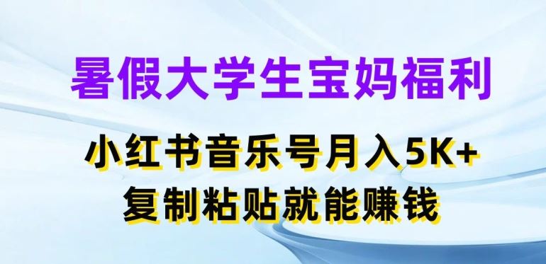 暑假大学生宝妈福利，小红书音乐号月入5000+，复制粘贴就能赚钱【揭秘】-虫2小屋