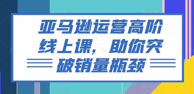 亚马逊运营高阶线上课，助你突破销量瓶颈-虫2小屋