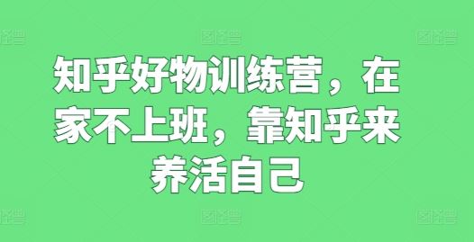 知乎好物训练营，在家不上班，靠知乎来养活自己-虫2小屋