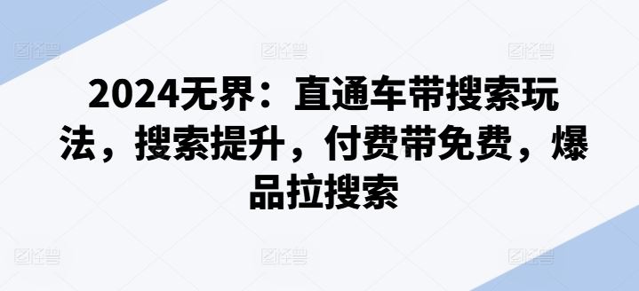 2024无界：直通车带搜索玩法，搜索提升，付费带免费，爆品拉搜索-虫2小屋