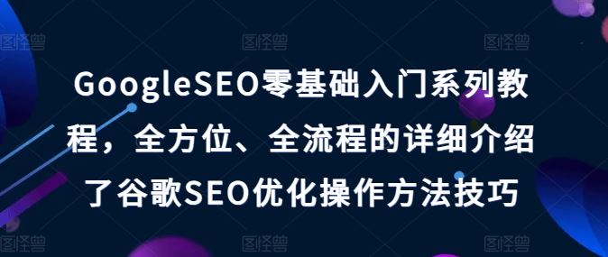 GoogleSEO零基础入门系列教程，全方位、全流程的详细介绍了谷歌SEO优化操作方法技巧-虫2小屋