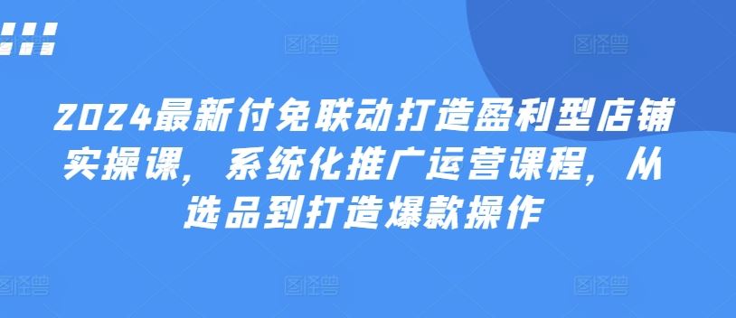 2024最新付免联动打造盈利型店铺实操课，​系统化推广运营课程，从选品到打造爆款操作-虫2小屋