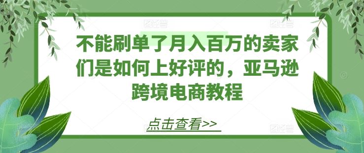 不能刷单了月入百万的卖家们是如何上好评的，亚马逊跨境电商教程-虫2小屋