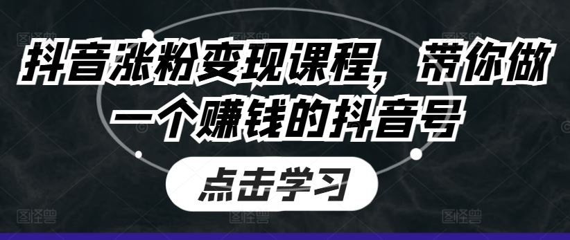 抖音涨粉变现课程，带你做一个赚钱的抖音号-虫2小屋